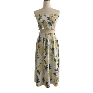 Lemon Print 2 Pc. Set M Maxi Skirt & Crop Top Italian Summer Mediterranean Boho